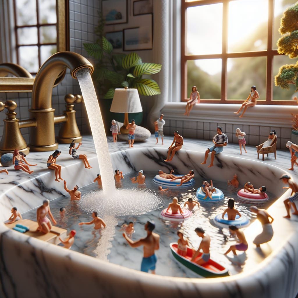 Miniature World in a Sink: A Surreal Scene