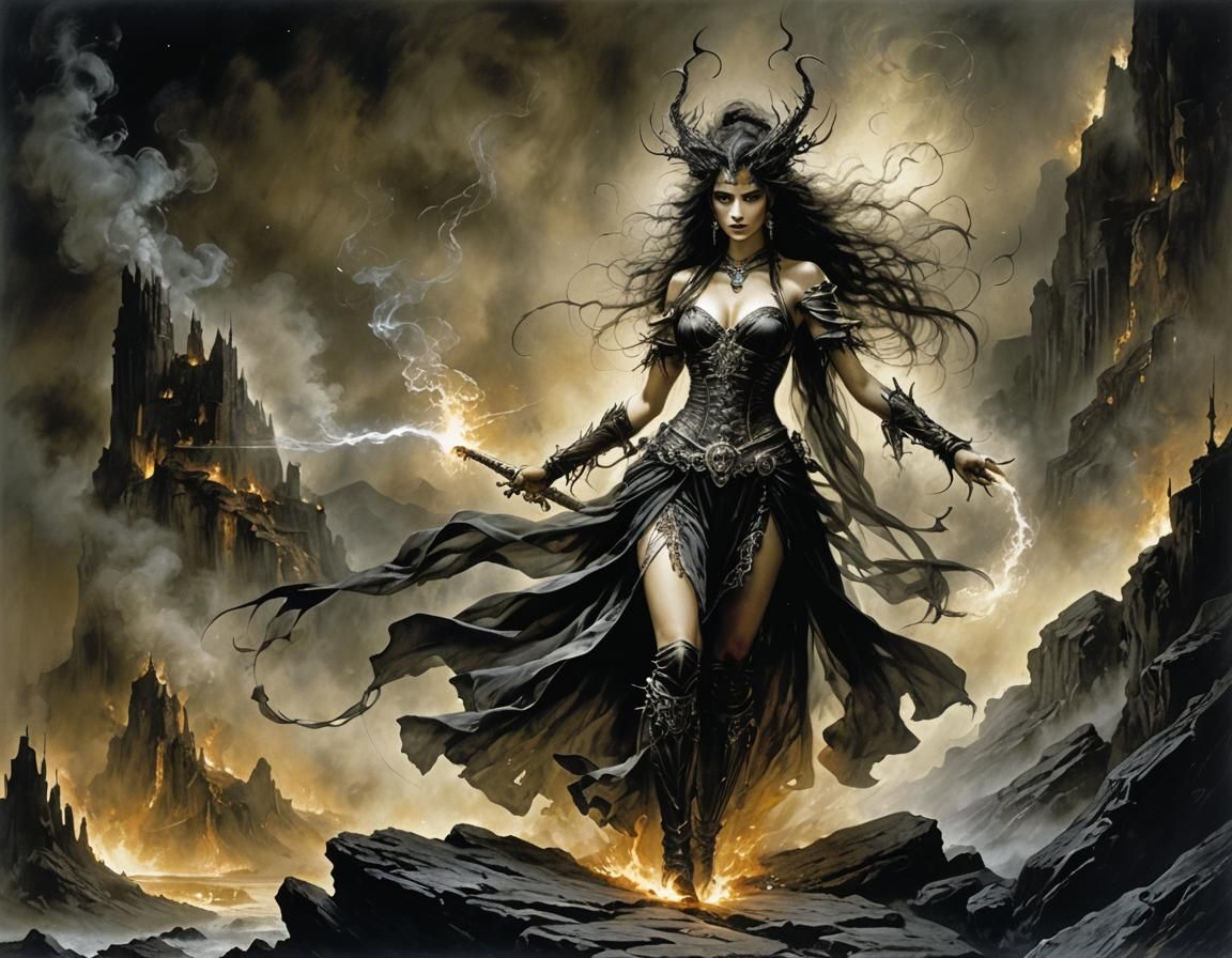 Graceful Smoke God in Firelight