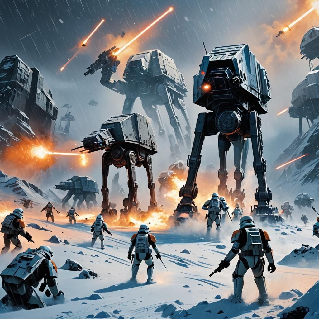 Stormtroopers vs Rebels on Hoth in Sci-Fi Art