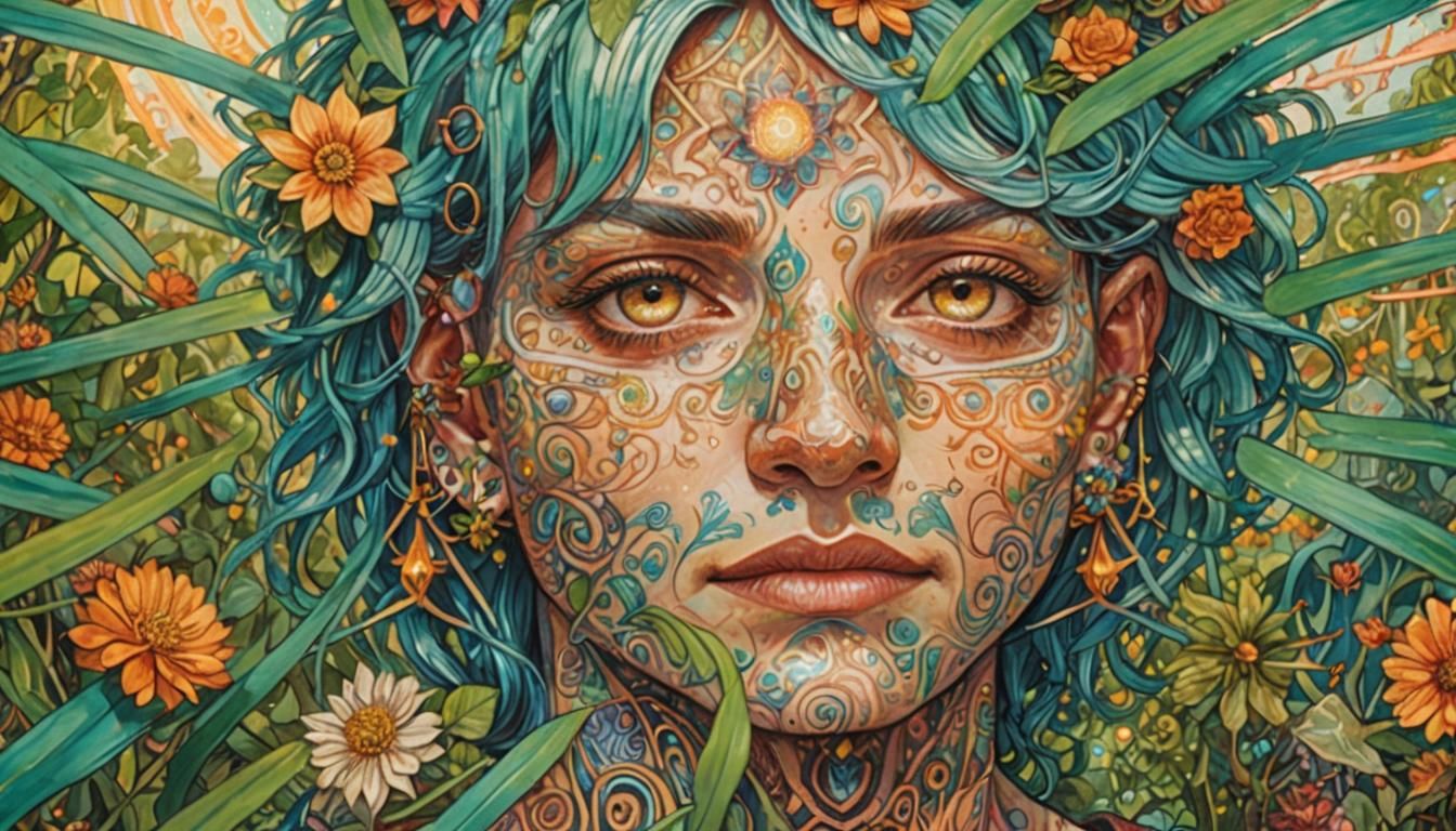 Esper Portrait in Surreal Iridescent Garden