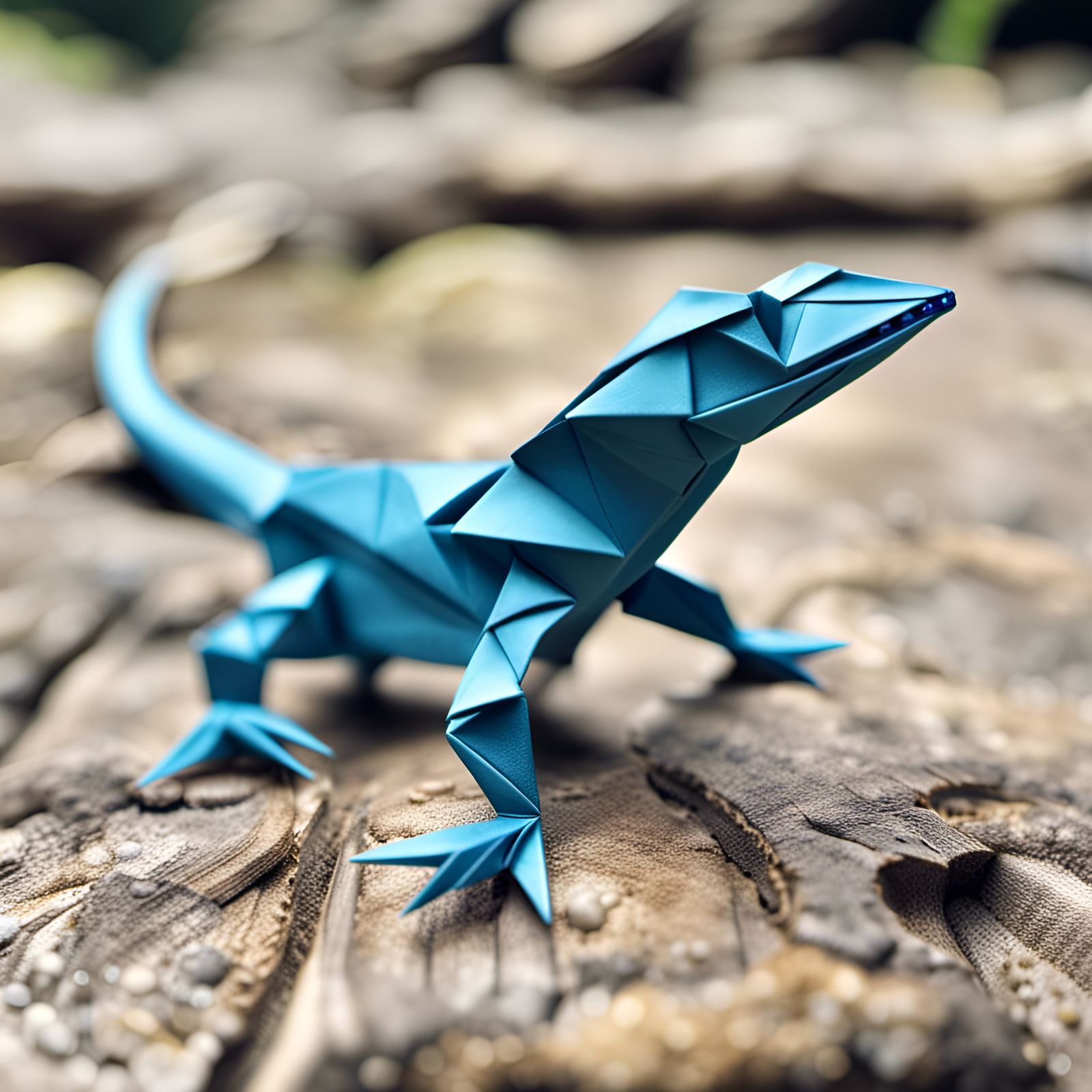 Intricate Origami Lizard in Traditional Japanese Style