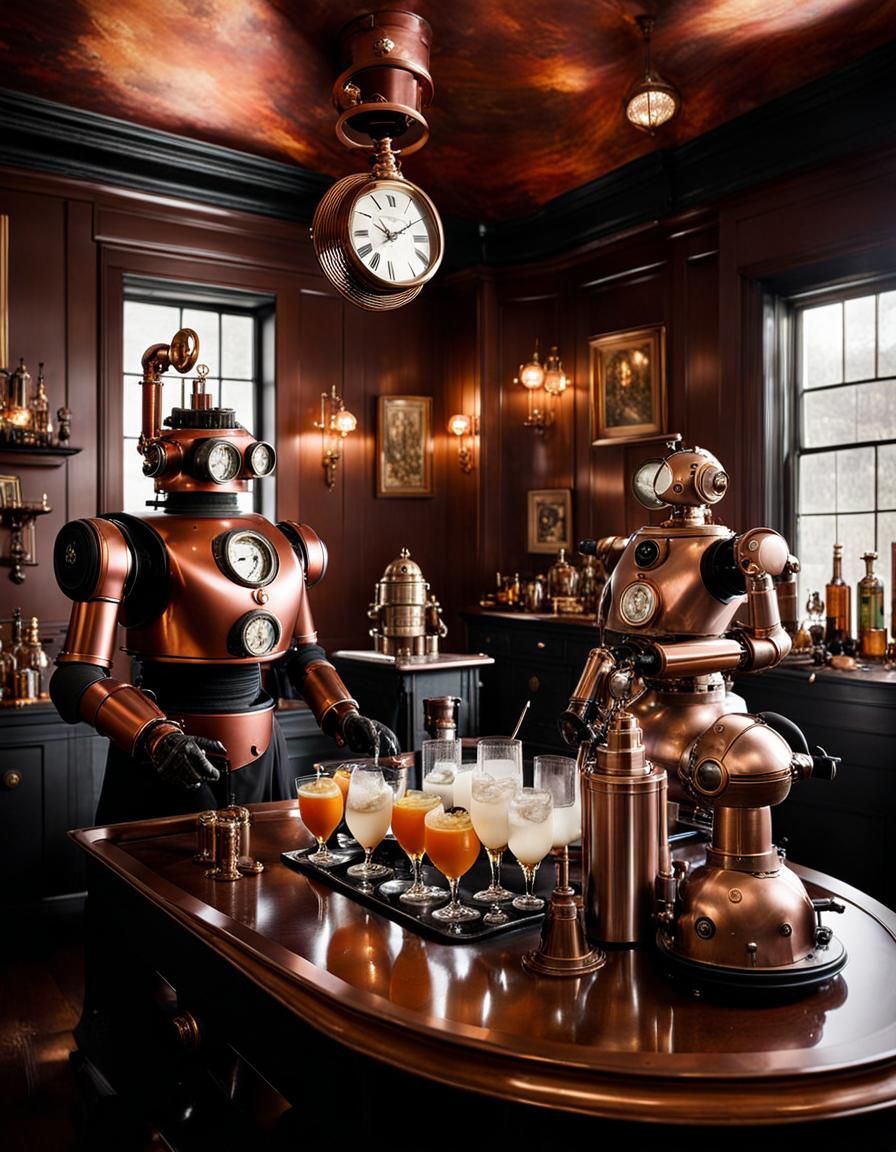 Steampunk Robot Butler Party in Victorian Home