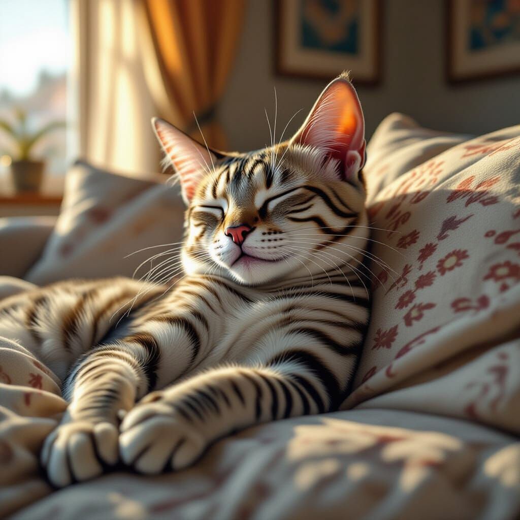 Relaxing Afternoon Nap of a Sphynx Cat