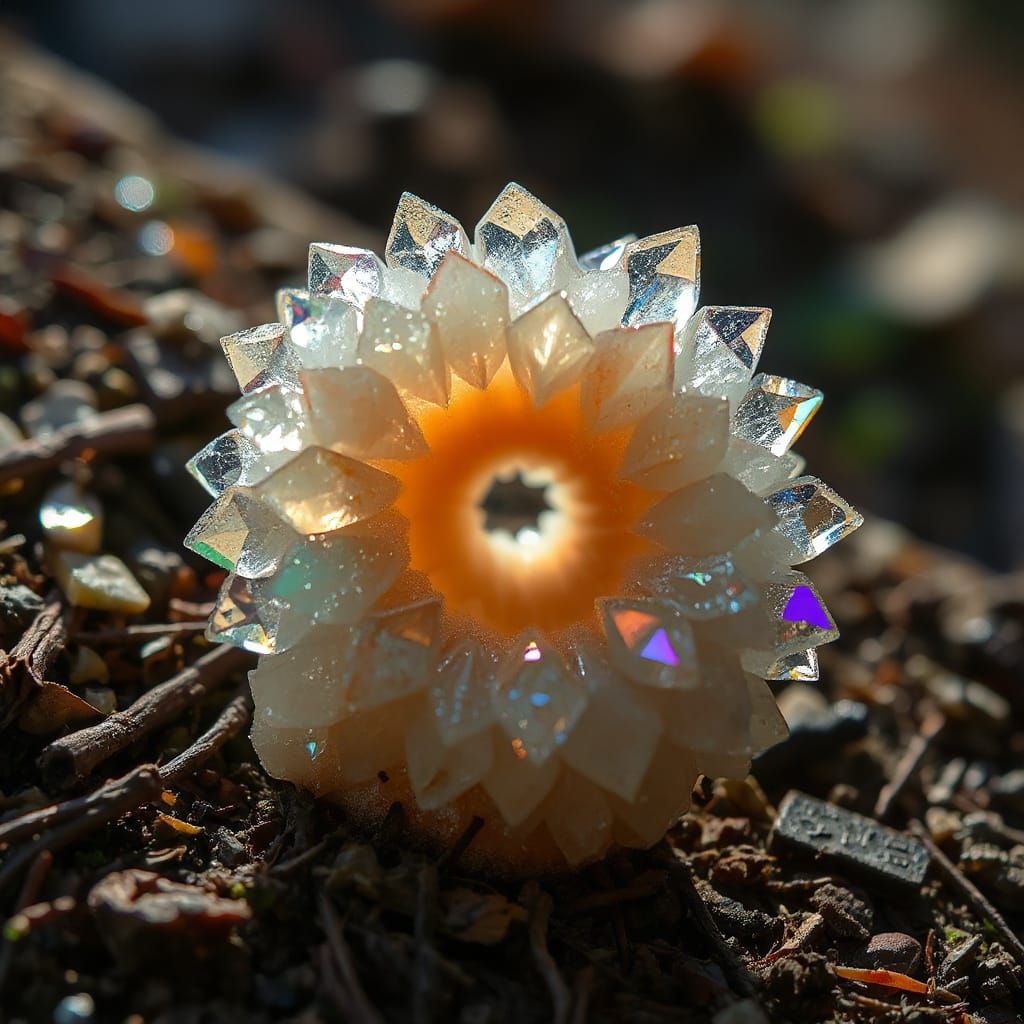 Prismatic Crystal Spiral Fungus in Hyperdetailed Close-Up