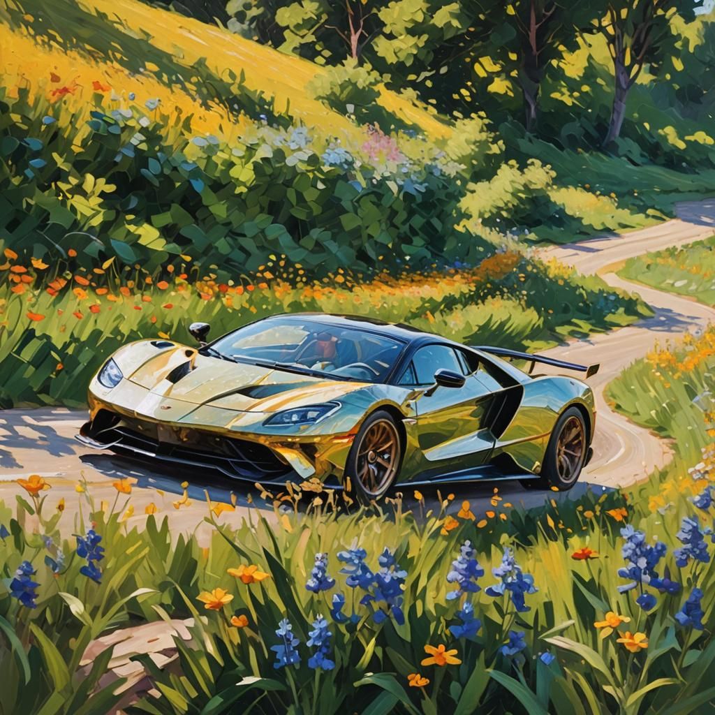 Supercar in Motion: An Impasto Oil Painting