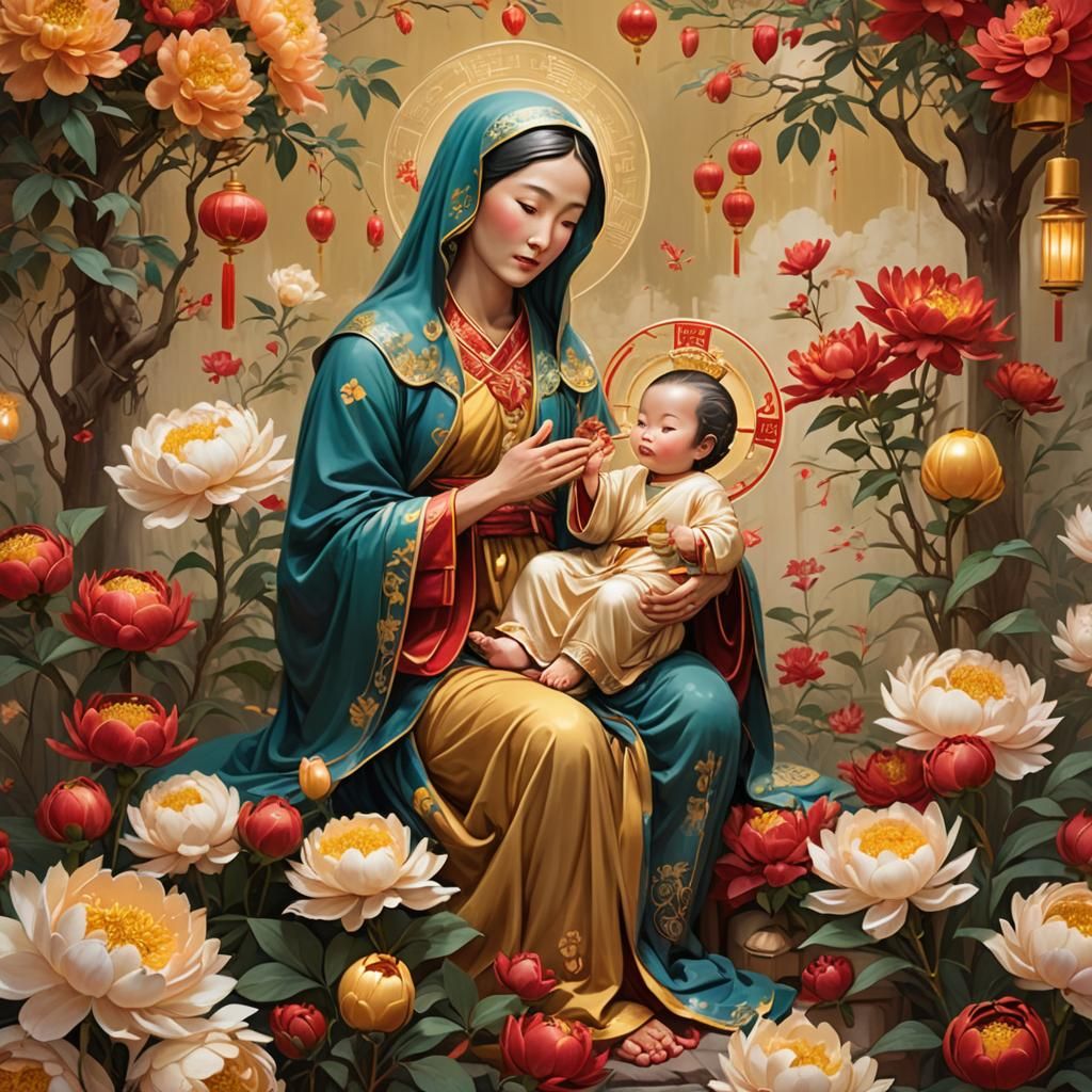 East Asian Madonna and Child Concept Art