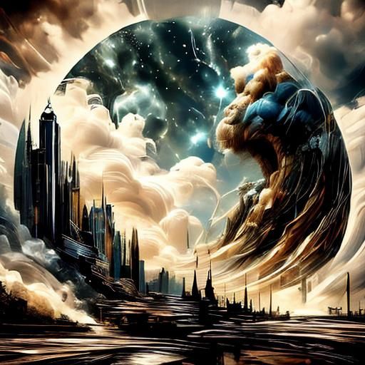 Young Man in Futuristic City, Pixar Style