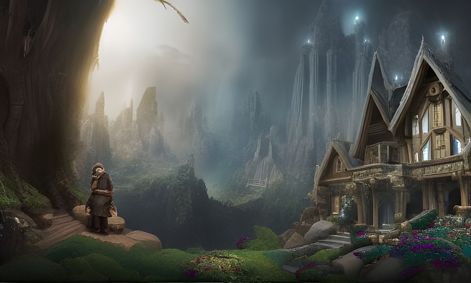 Dwarf and Elf Home: Epic Digital Painting