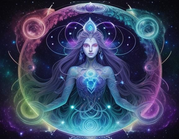 Medusa Summons Cosmic Power: A Surrealist Illustration