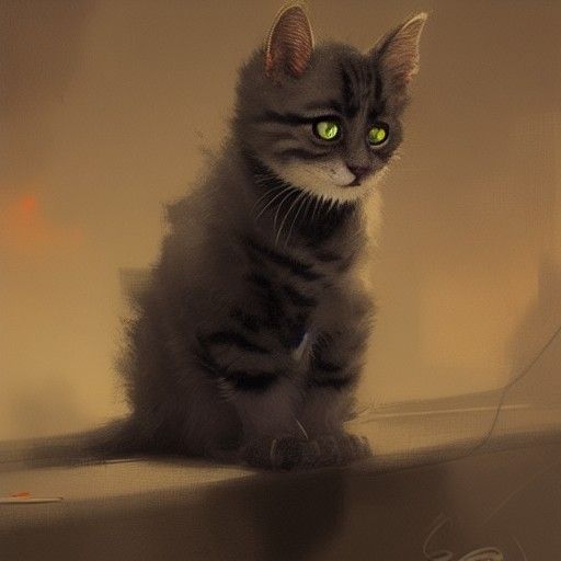 Sinister Kitten Artwork in Rutkowski Style
