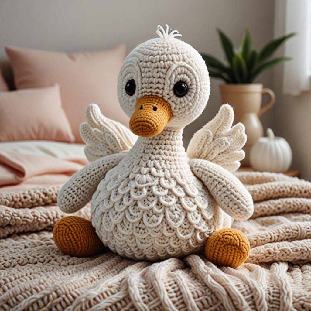 Cozy Crochet Swan in Warm Colors