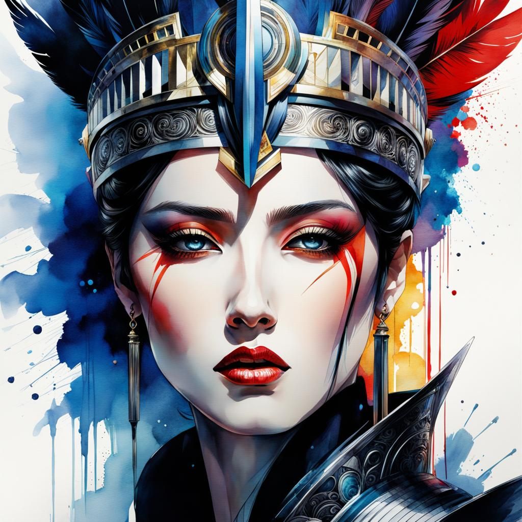 Stylized Watercolor Portrait in the Style of Roman Art