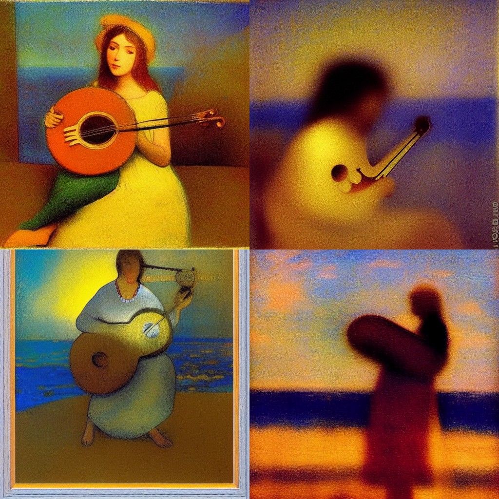 Tranquil Seaside Dream in Folk Art Style