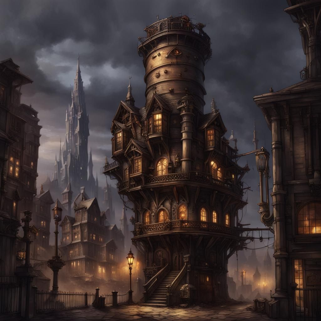 Steampunk Alchemists' Guild Tower Monolith