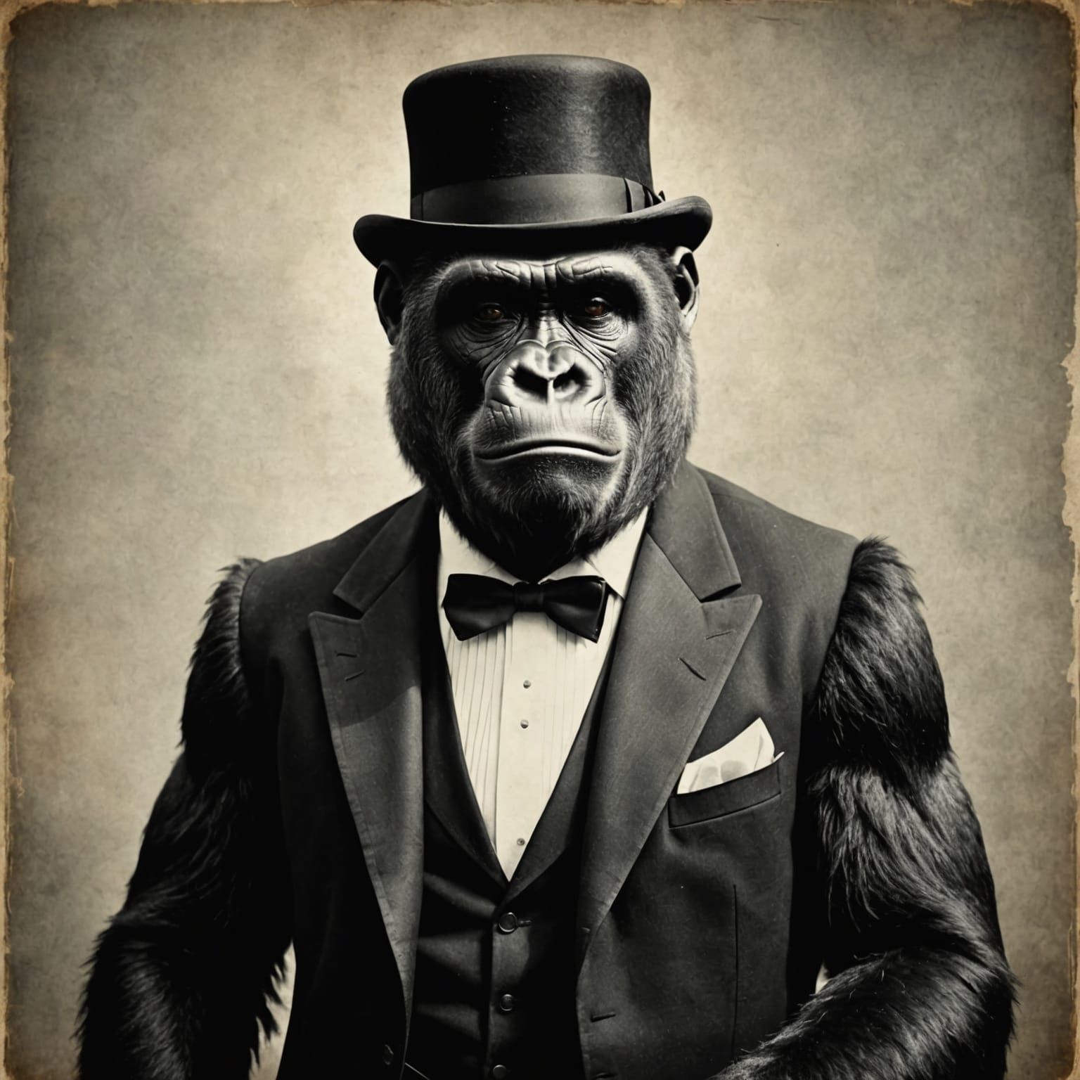 1930s Gorilla in Tuxedo: Vintage Black and White Photo