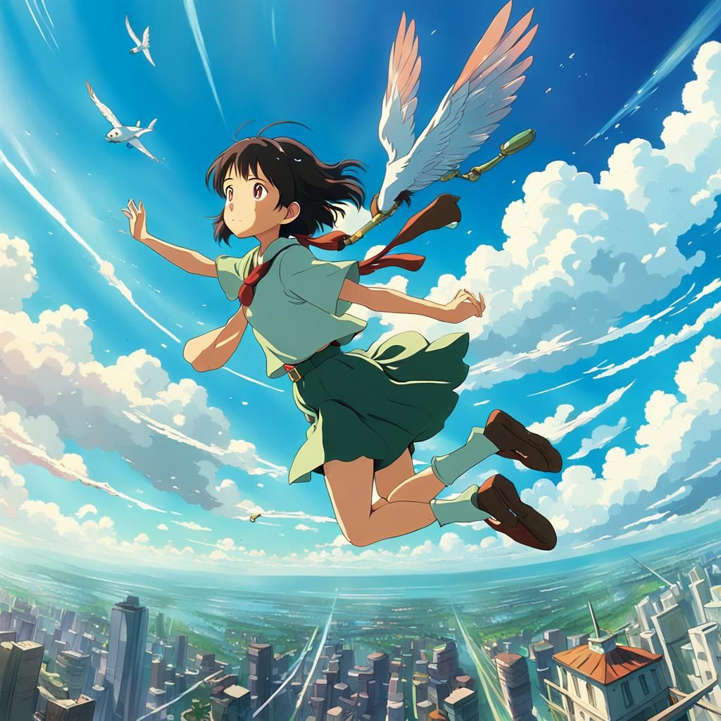 Girl Flying: Studio Ghibli Anime Visual