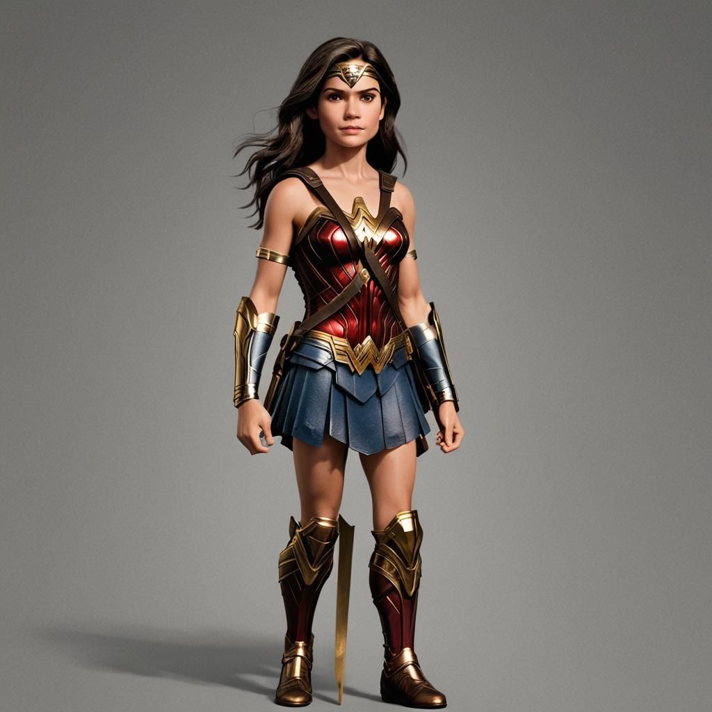 Young Sandra Bullock as Wonder Woman: Pixar-style 3D Art