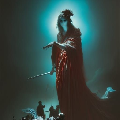 Vengeful Ghosts Horror Art in Gustave Doré Style