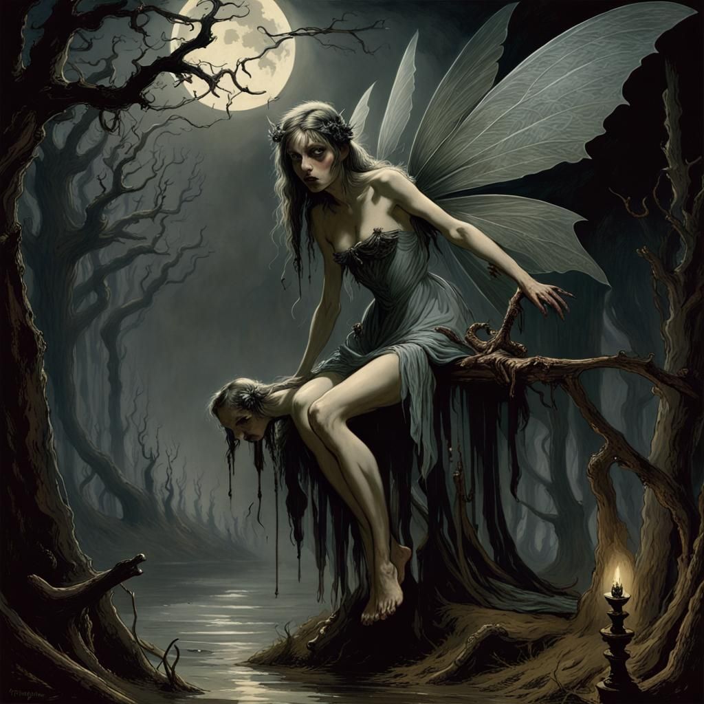 Eerie Dark Fairy Inspired by Gustave Doré