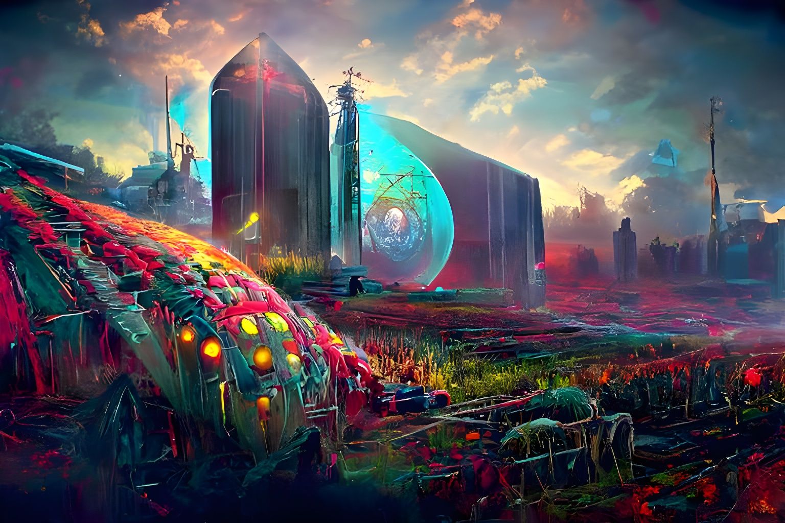 Technology Invades Farm: Hyperrealistic Digital Painting