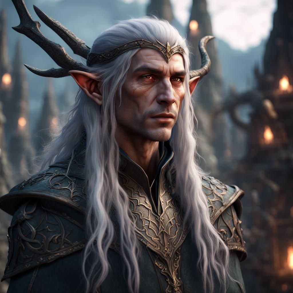 Hyper Realistic Elf Sorcerer in Detailed Matte Painting
