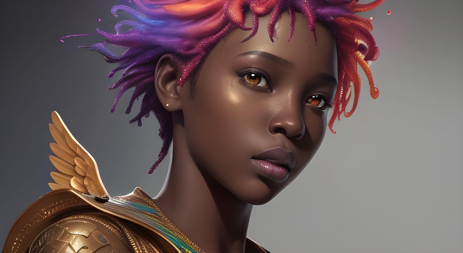 Detailed African Angel in Modern Splash Art
