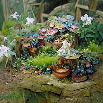 Enchanting Shire Fairy Garden as Oil Painting