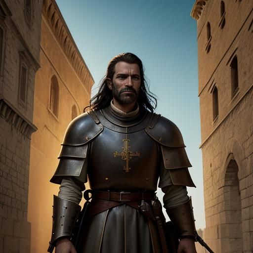 Medieval Soldier Gazing at Castel Sant'Angelo