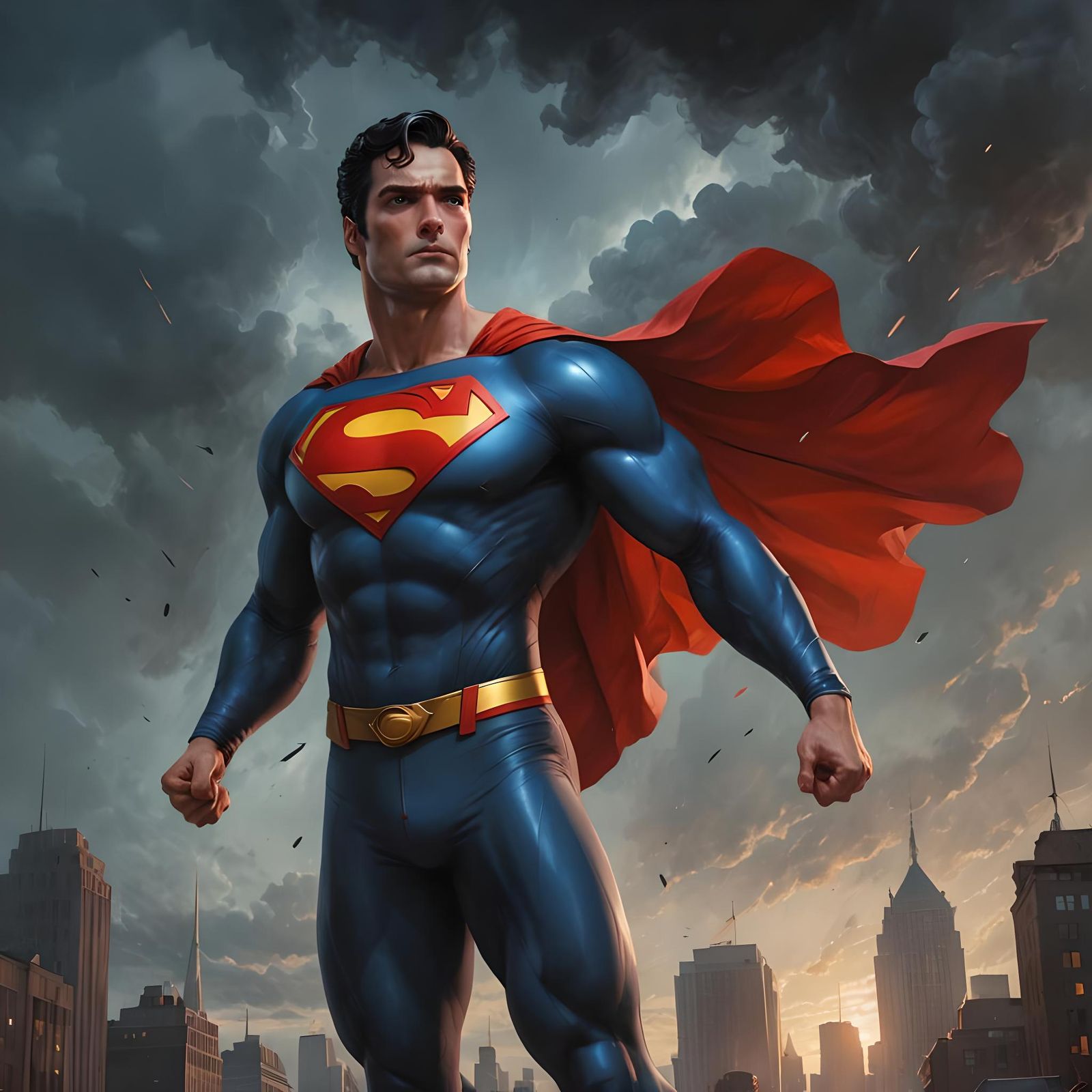 Superman in Knightcore Style on Dark Street