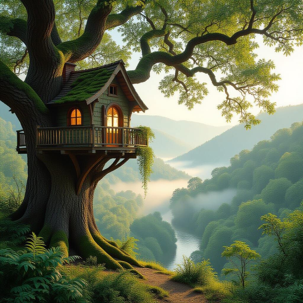 Cozy Treehouse Overlooking Misty Valley