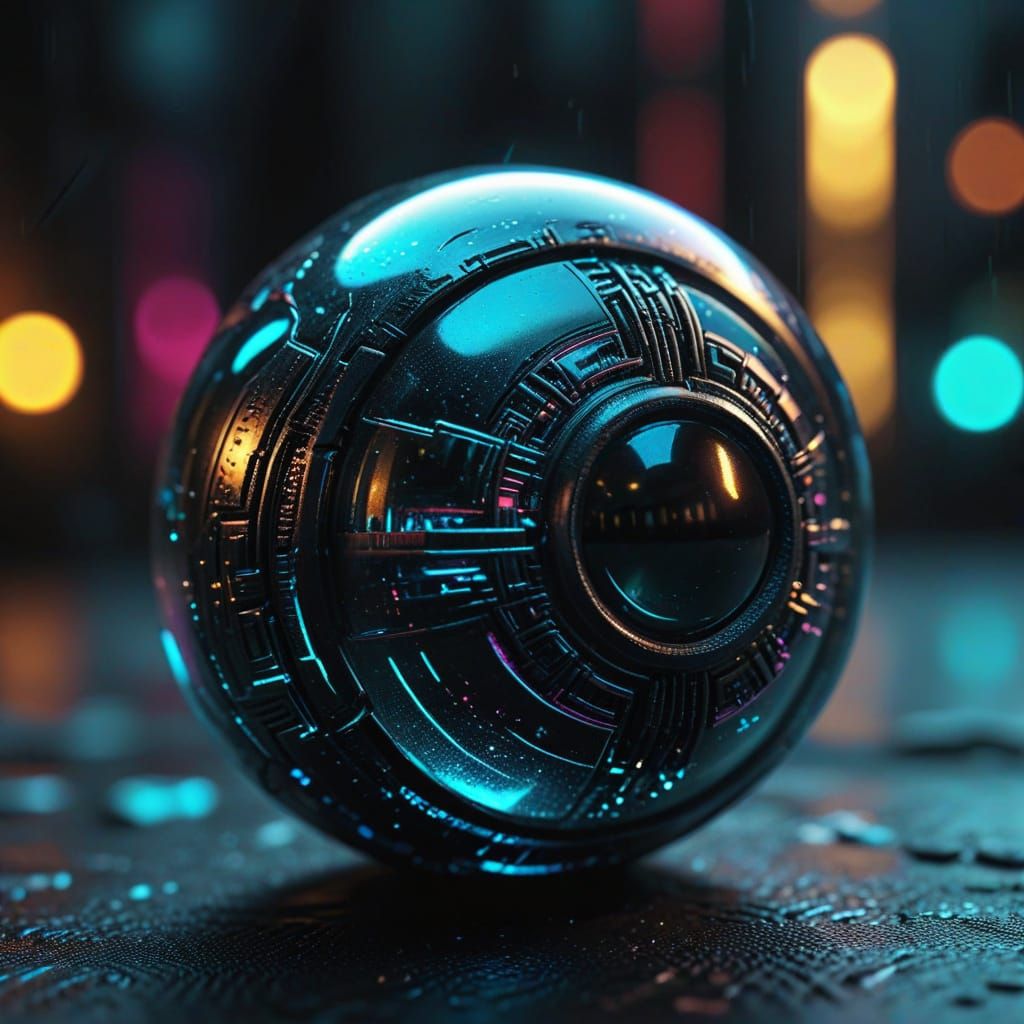 Cyberpunk Sandblasted Glass Bead in Neon Noir Style