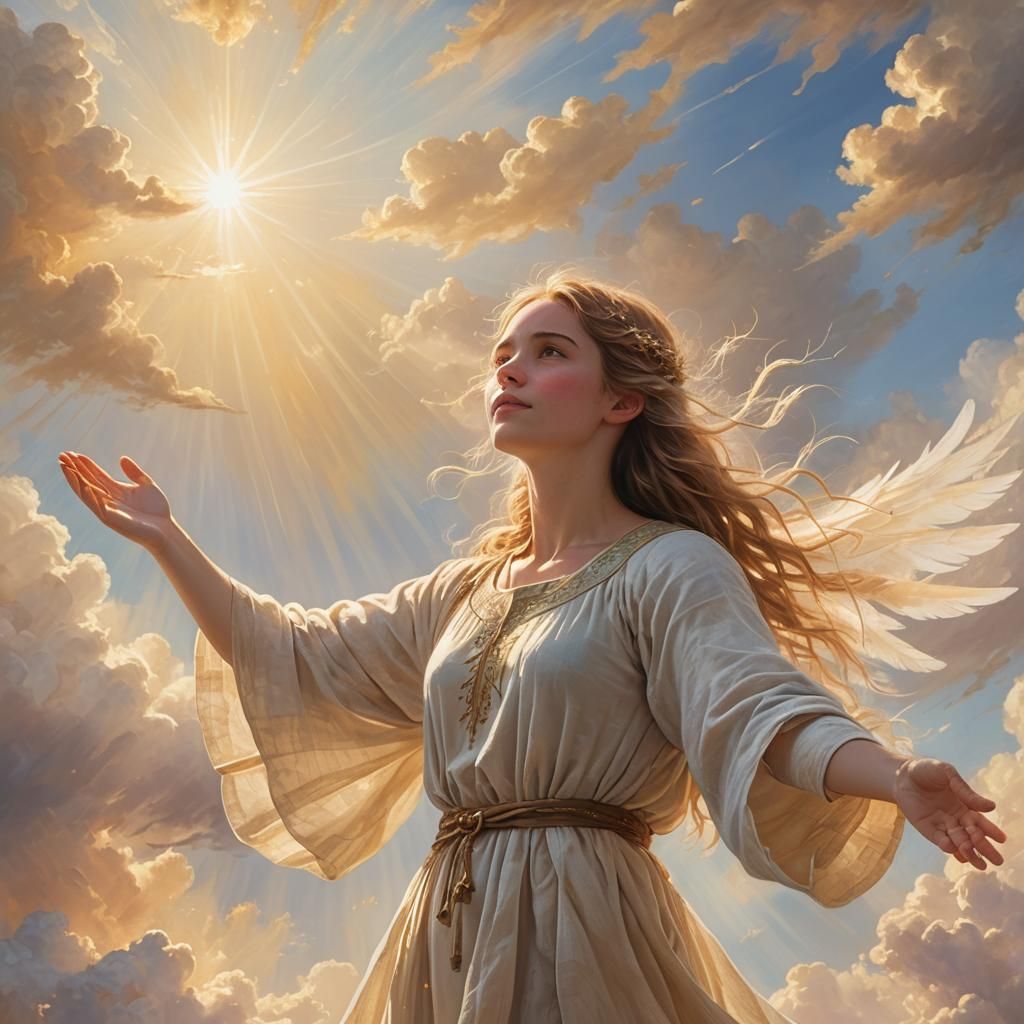 Ethereal Emma in Divine Light: Heavenly Concept Art