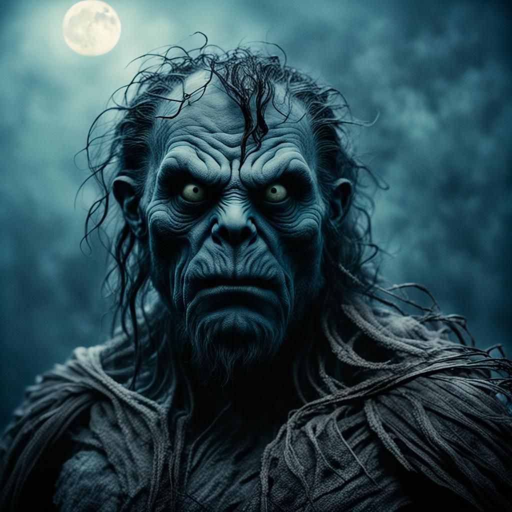 Terrifying Dark Fantasy Creature in Moody Cinematic Style