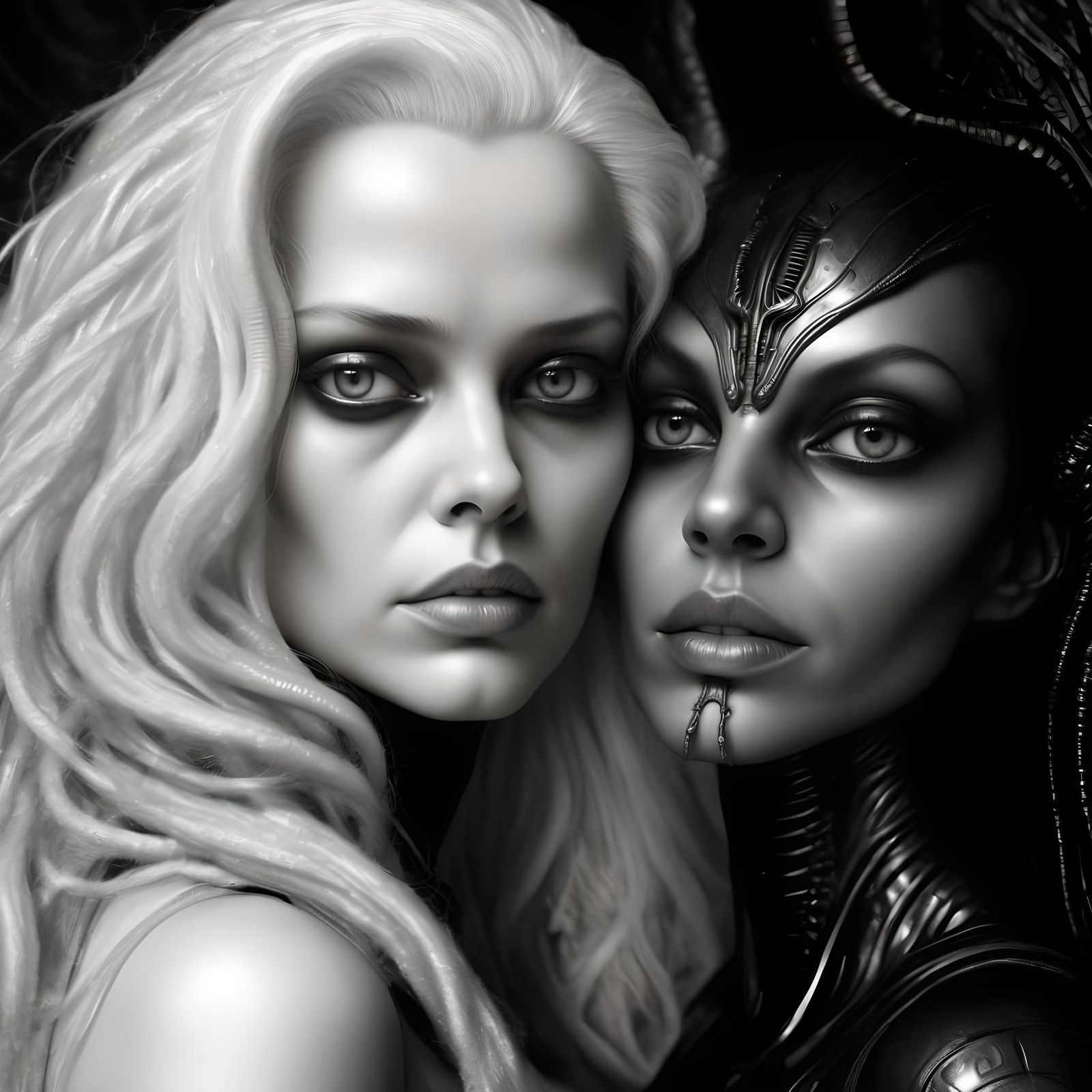 Eldritch Fay Enchantress and Her Terrifying Alien Bodyguard