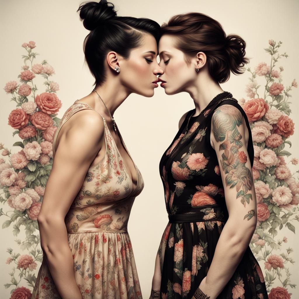Realistic Kiss Between Two Women in Berlin