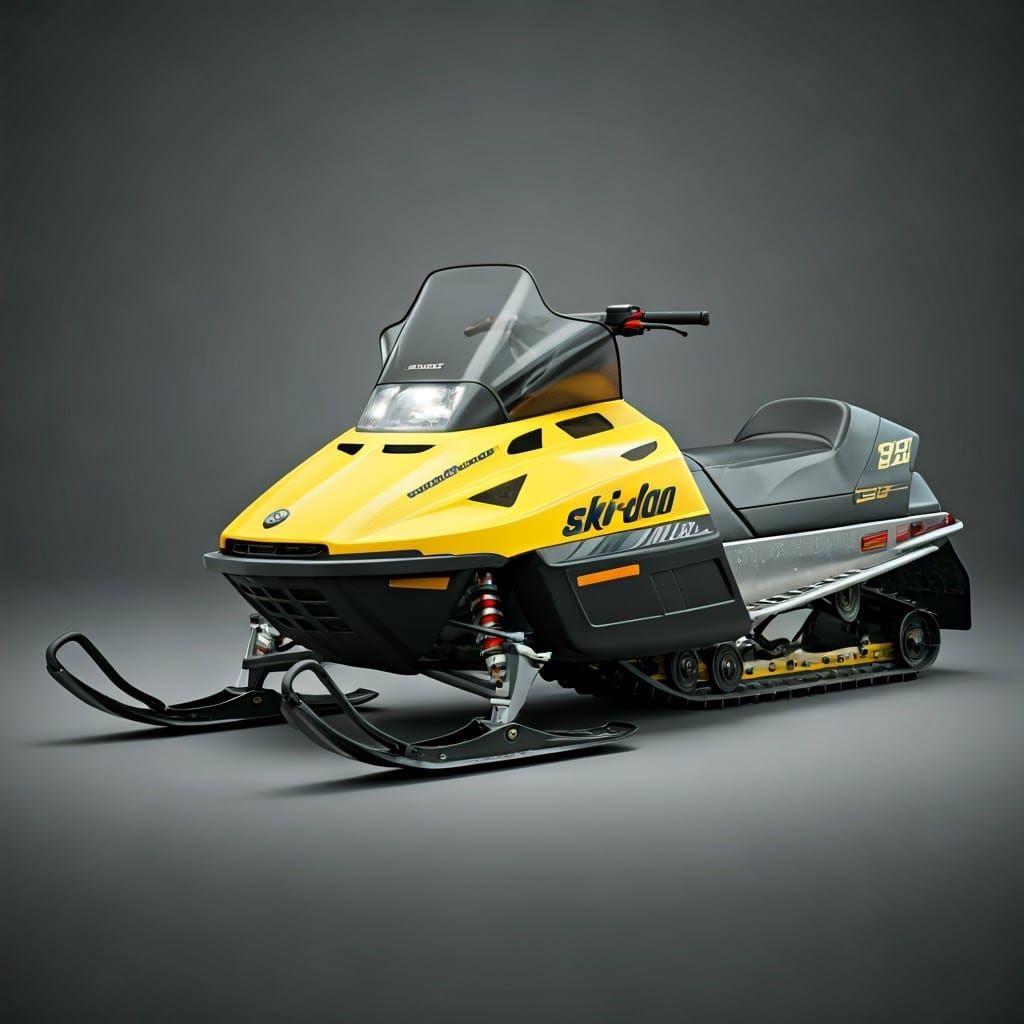 Realistic 3D Concept Art of Vintage Ski-Doo Mach 1 Snowmobil...