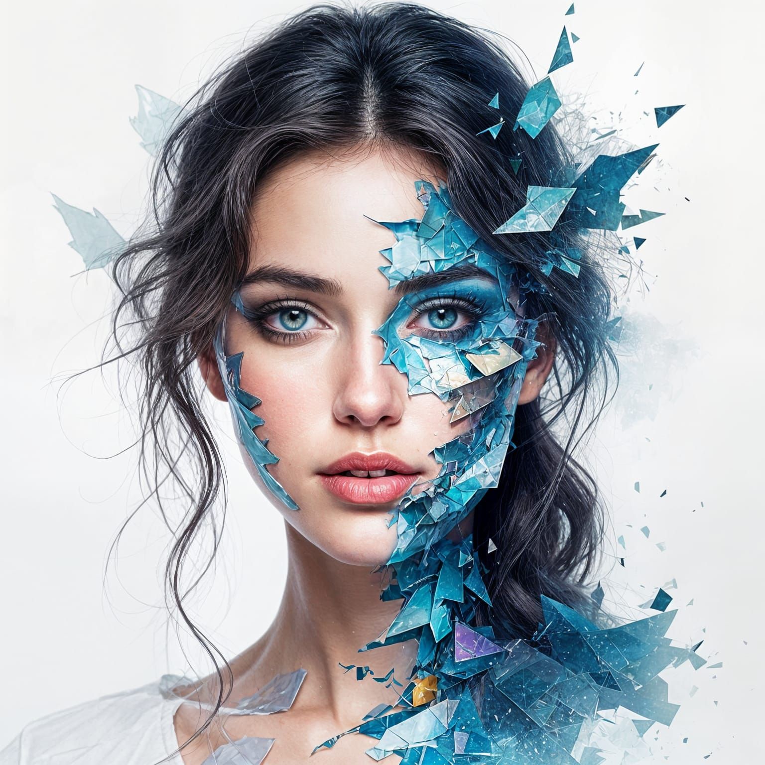 Distorted Portrait with Glitch Effects in Digital Art