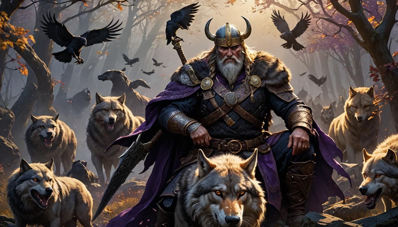 Viking Warrior Odin in Dark Fantasy Art