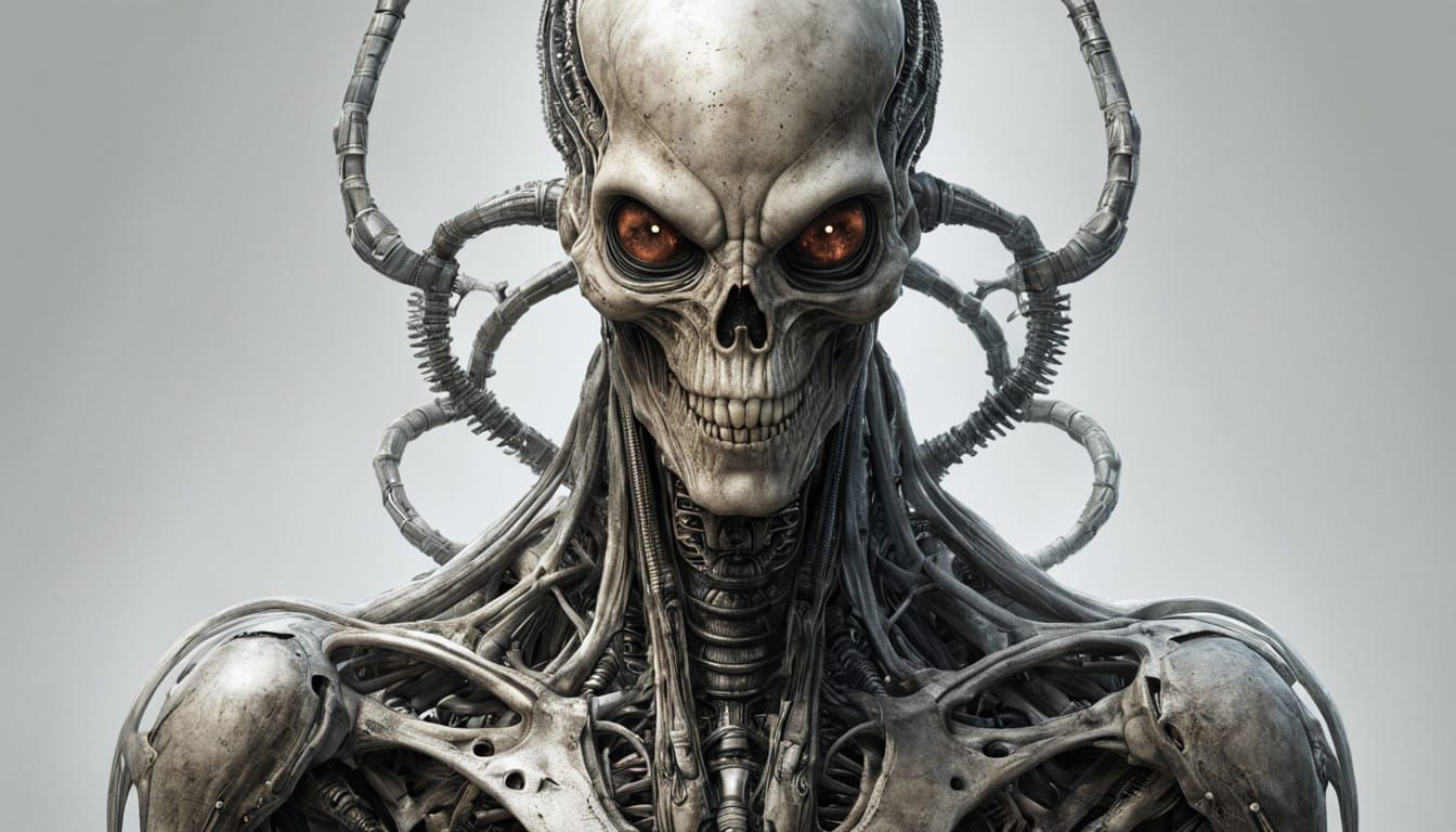 Biomechanical Alien Dissection in Cyberpunk Style