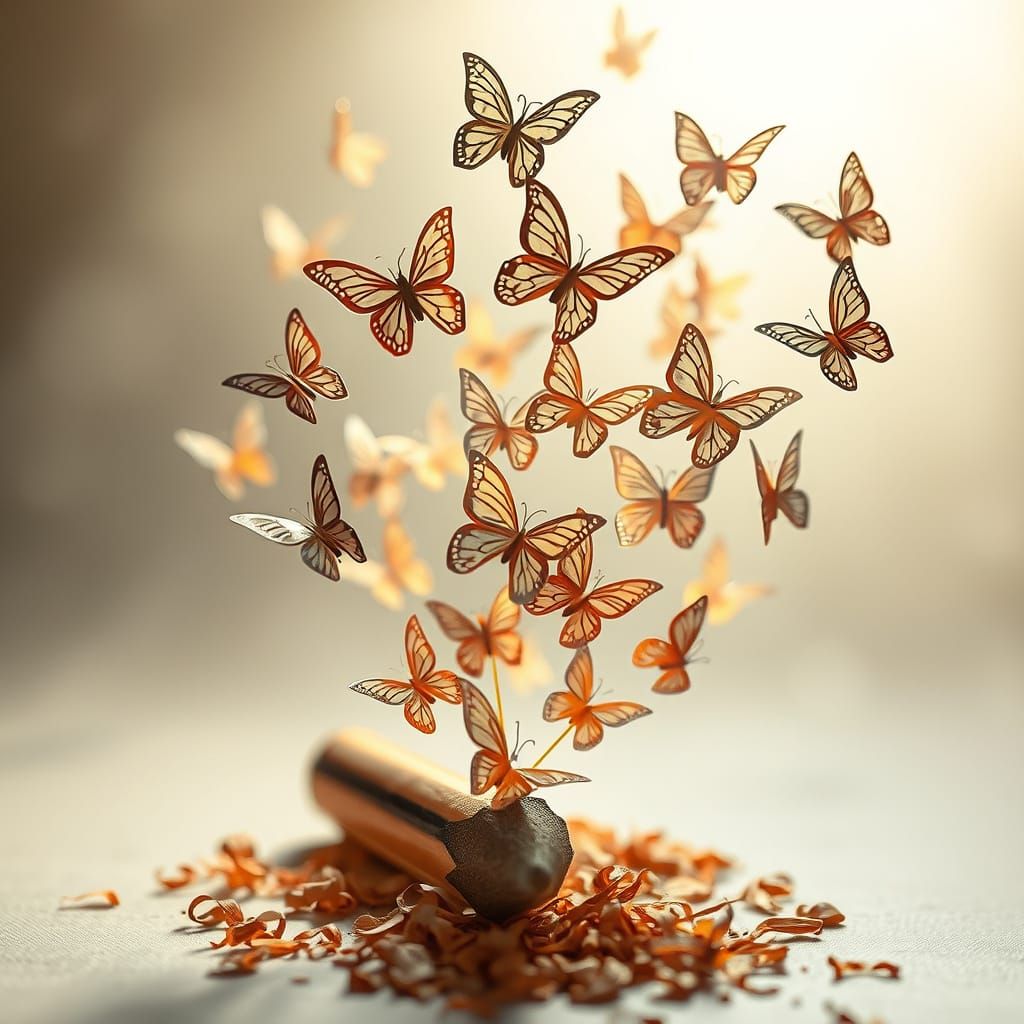 Origami Butterflies of Pencil Lead Take Flight