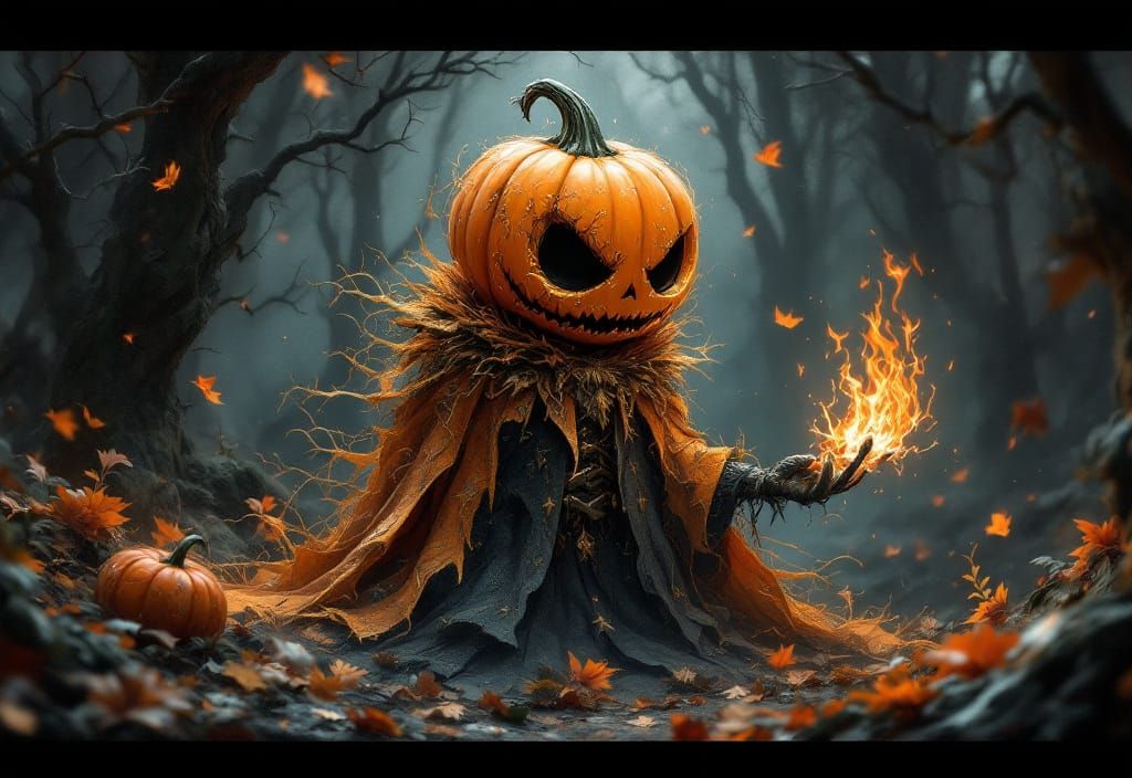 Cute Pumpkin Prince Ghost in Pencil and Matte Style