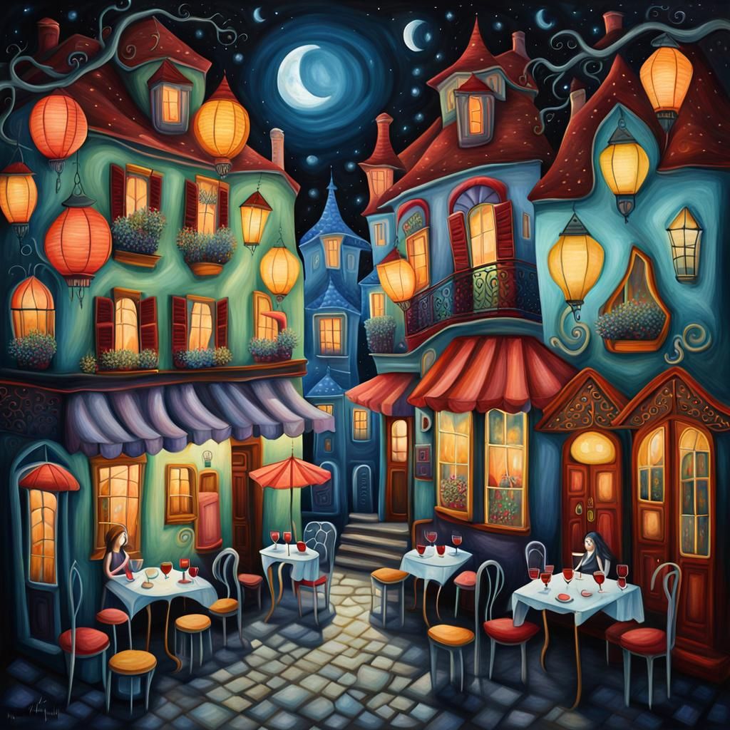 Whimsical Wine Bistro in Pop Surrealist Style