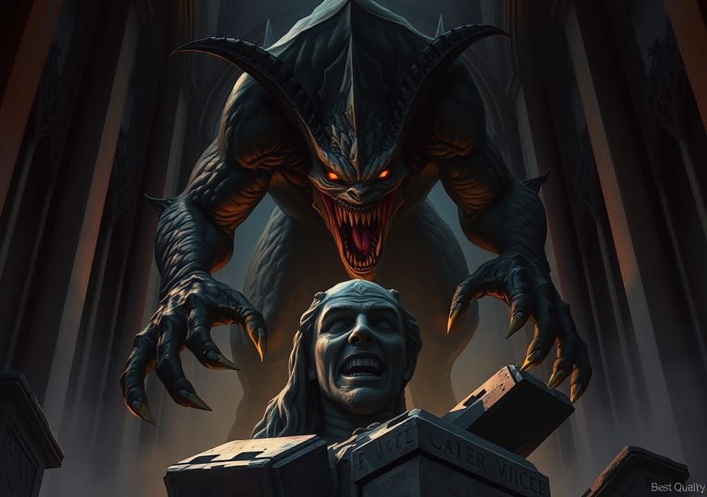 Terrifying Monster in Dark Fantasy Illustration