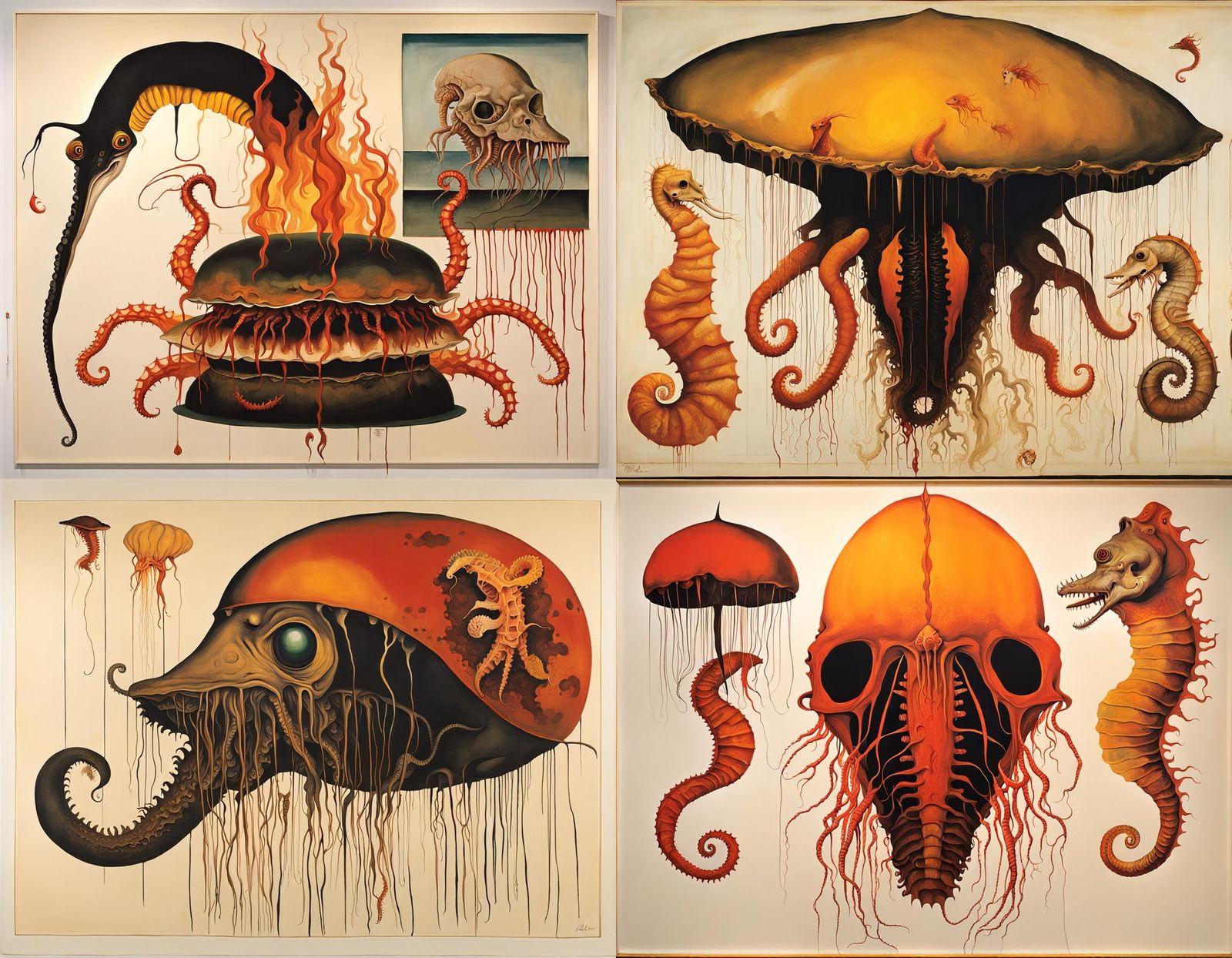 Monstrous Hybrid Creature in Surreal Horror Style