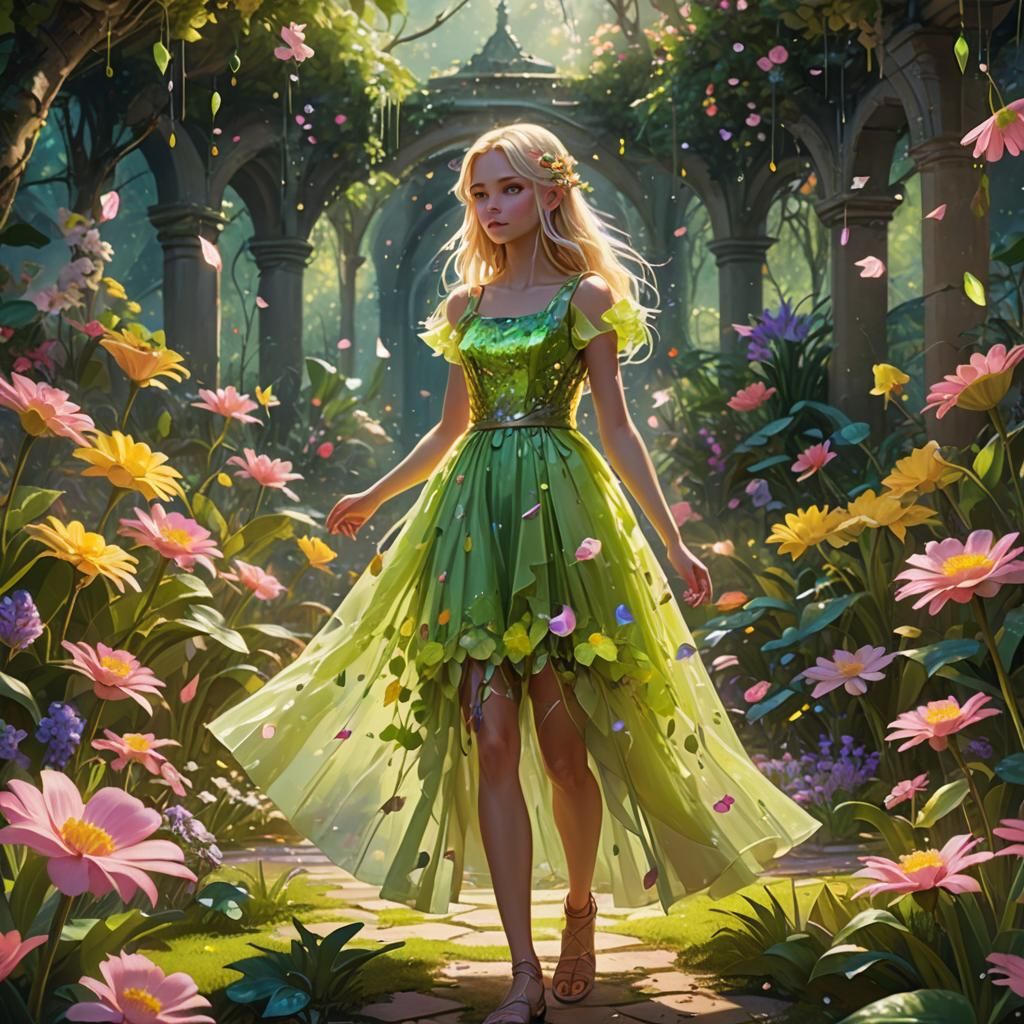 Neon Garden Girl: Vibrant Concept Art