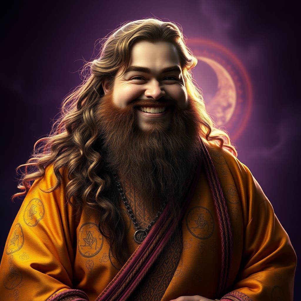 Joyful Man in Golden Robes, Hyperdetailed Digital Art