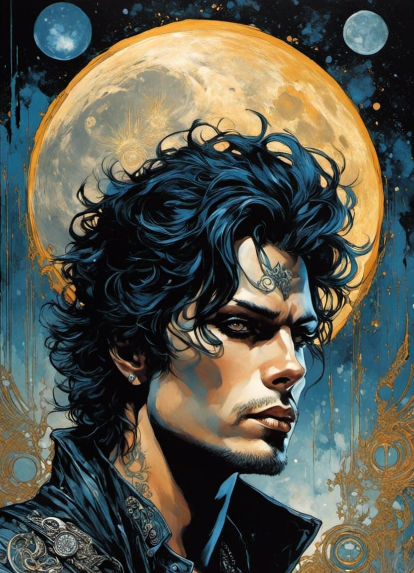 Man on the Moon in Comic Book Style