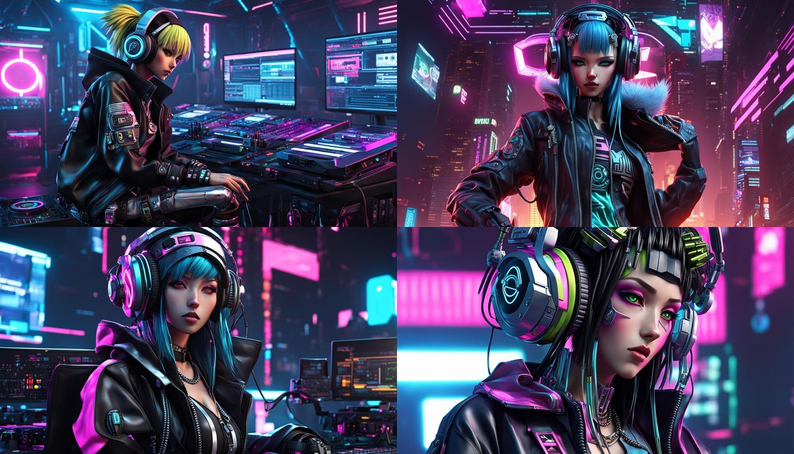 Cyberpunk DJ in Anime Style, 3D Render