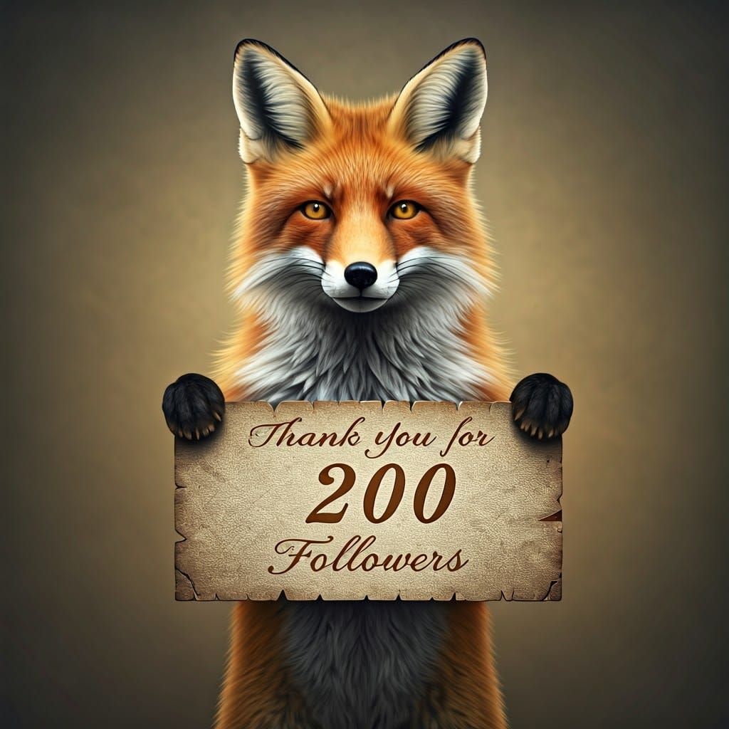 Realistic Fox Holding Vintage Banner in Earthy Landscape