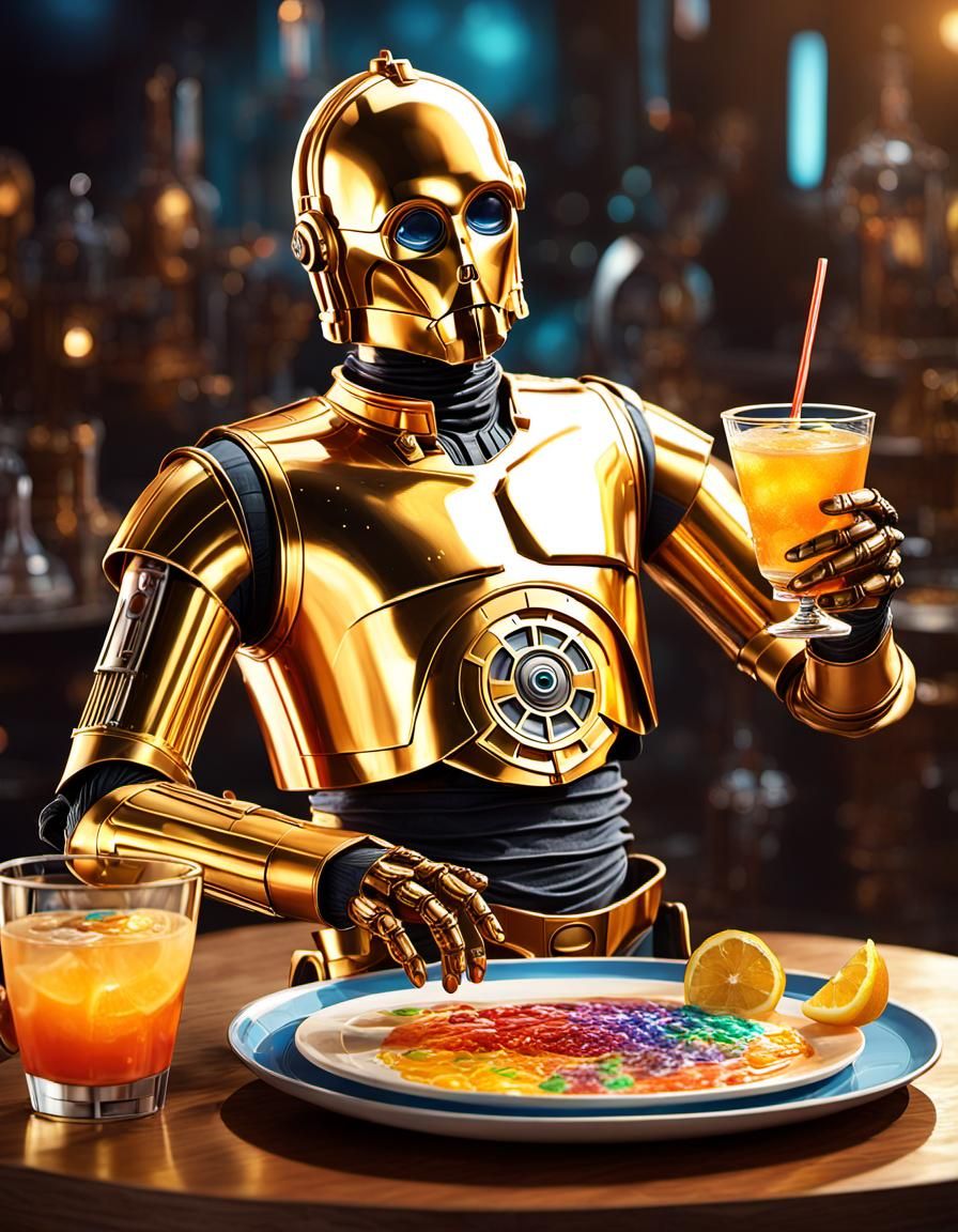 C-3PO Serving Drinks in 3D Character Design